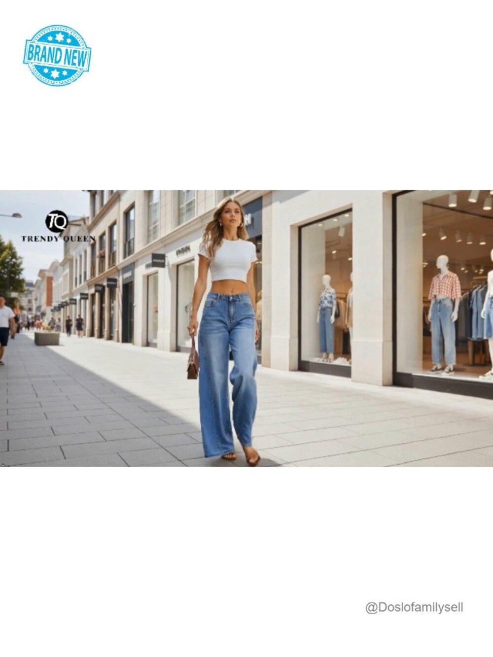 High Waisted Wide Leg Barrel Jeans Stretch Flare Denim Pants - Picture 7 of 7
